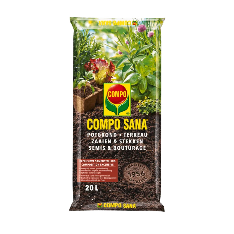 COMPO SANA Potgrond Zaaien & Stekken – fijne zaaigrond, 20 l