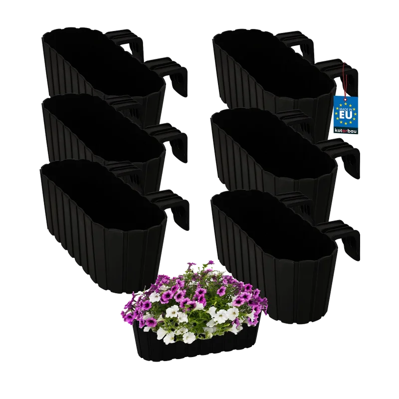KOTARBAU balkonbak met houder 40 cm antraciet – set van 6