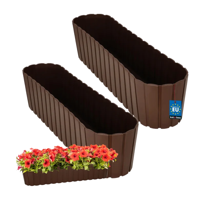 KOTARBAU balkonbak ovaal 60 cm bruin – set van 2