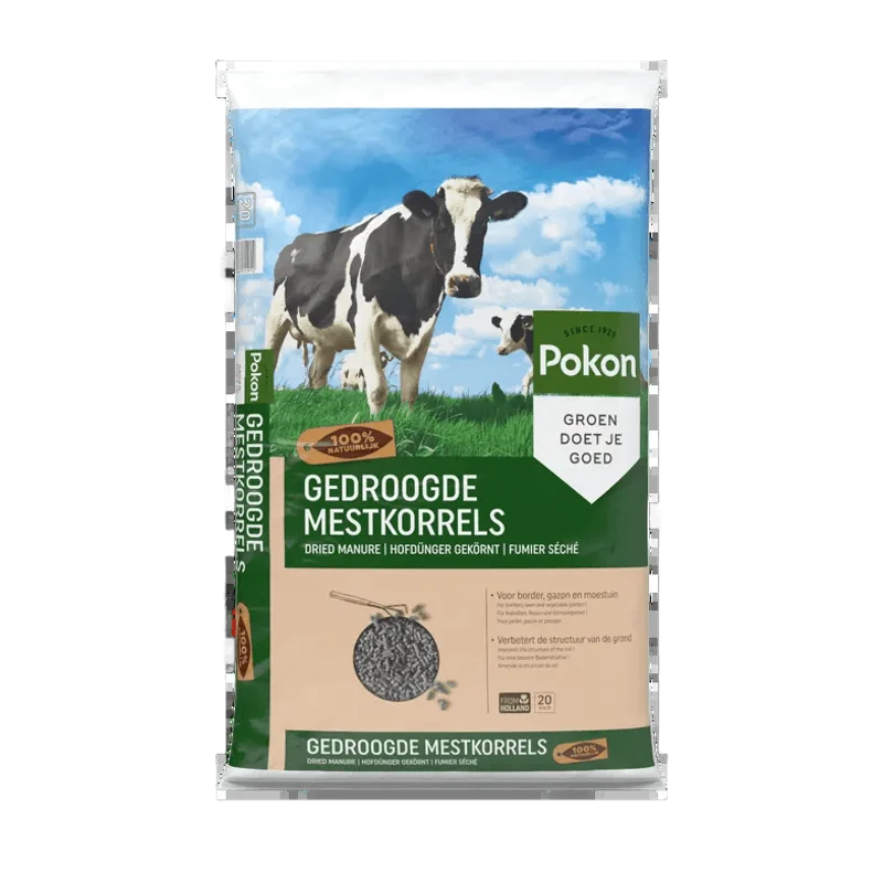 Pokon Gedroogde Mestkorrels – 20 kg, voor 40 tot 100 m²