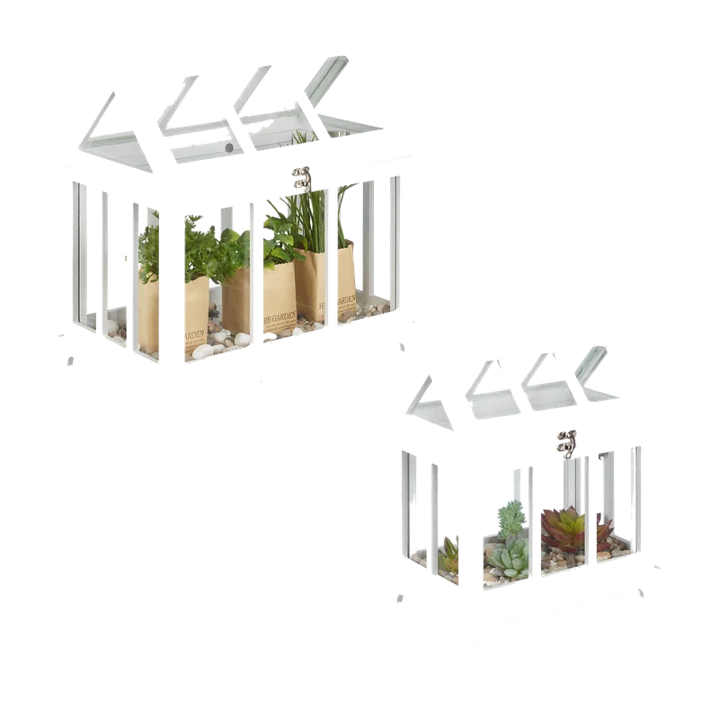 Relaxdays Mini kweekkas voor binnen – set van 2, wit