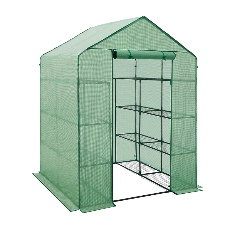 tectake Broeikas met folie – 143 x 143 x 195 cm, met 16 roosters