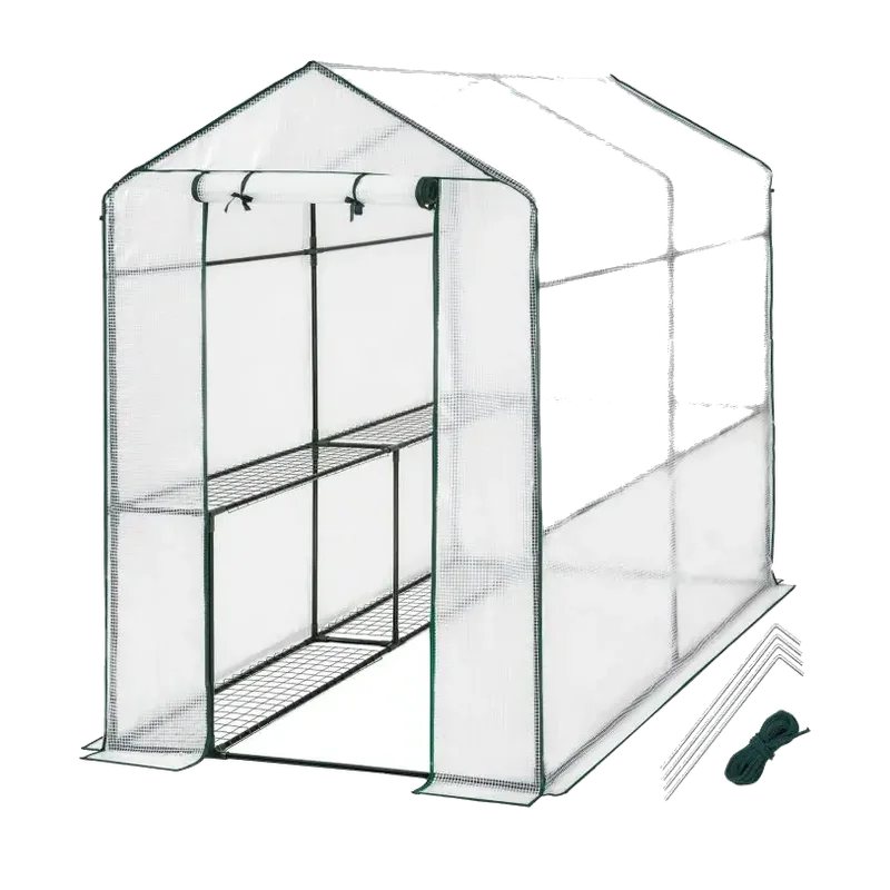 tectake Broeikas met folie – 186 x 120 x 190 cm, met 4 roosters