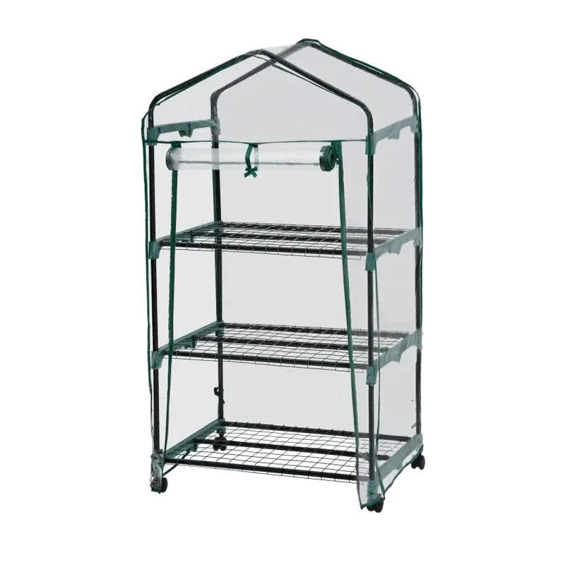 tectake Mobiele foliekas met 3 planken – 69 x 49 x 133 cm