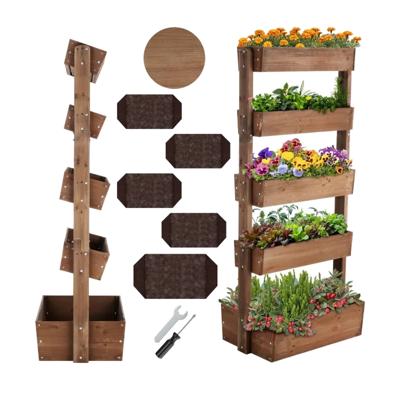 tectake Verhoogde plantenbak Flora – 5 bakken, 81 x 52 x 180 cm