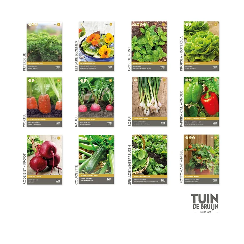 Tuin de Bruijn Zadenpakket moestuin – 12 groente- en kruidenzaden