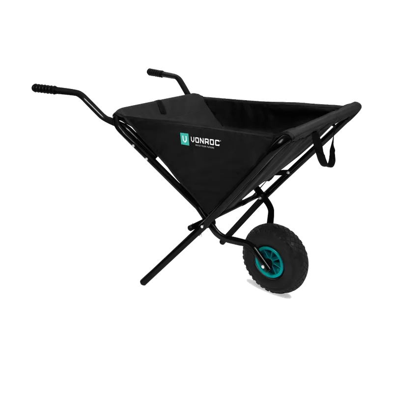 VONROC Opvouwbare kruiwagen WB504XX – 50 liter, tot 30 kg