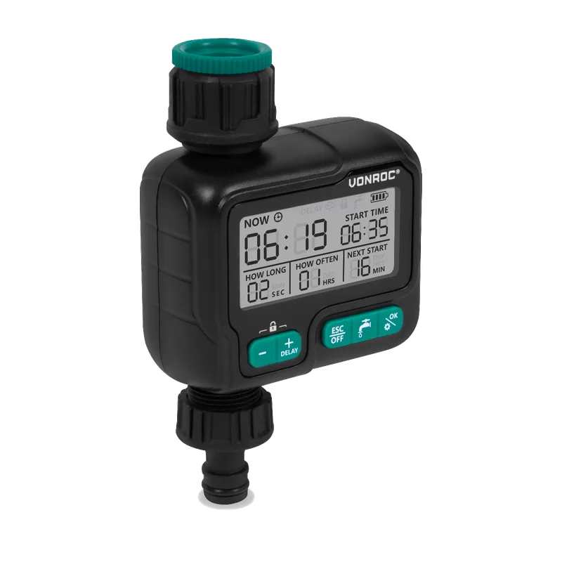VONROC Watertimer Digitaal – één uitgang, op 2 AA-batterijen